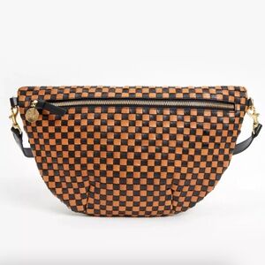 Clare V. Grande Fanny, Black & Brown Woven Checker